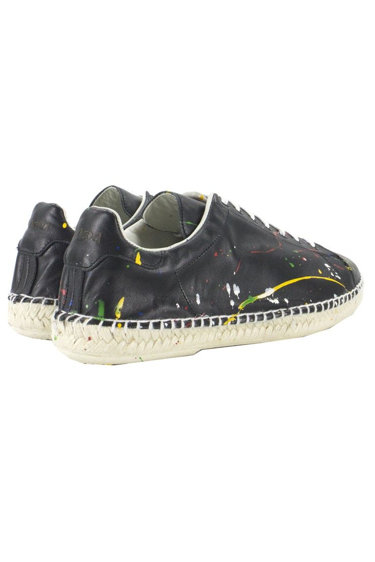 Sneakers da uomo modello espadrillas effetto pittura nero bianco