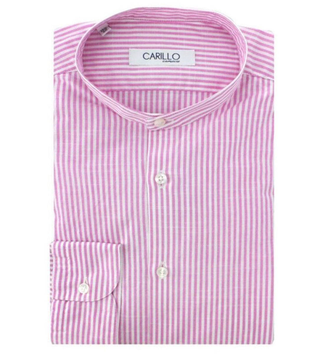 Camicia Uomo a righe in cotone con collo alla coreana vestibilita slim fit