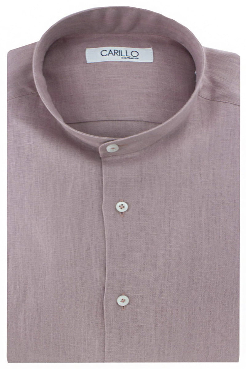 Camicia Uomo Lino 100 Slim Fit Collo coreano Casual Estiva