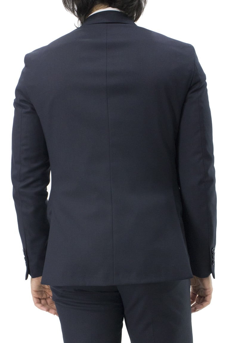 Giacca Uomo Monopetto blu  slim fit con pochette nel taschino