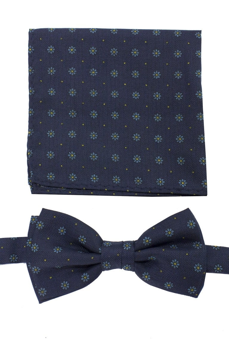 Papillon uomo fantasia fiori effetto lana compreso di pochette abbinata k