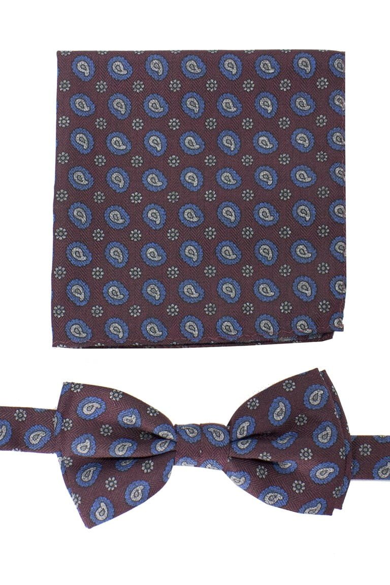 Papillon uomo fantasia goccia  effetto lana compreso di pochette abbinata x