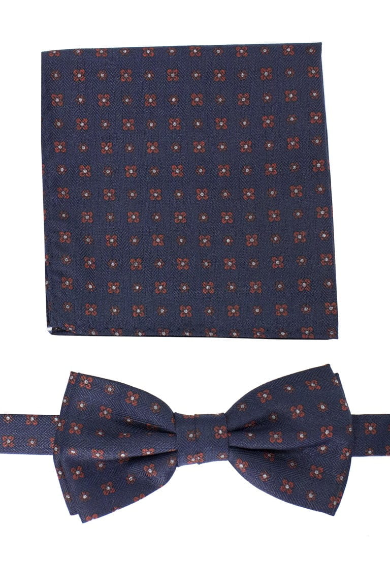 Papillon uomo fantasia fiori effetto lana compreso di pochette abbinata g