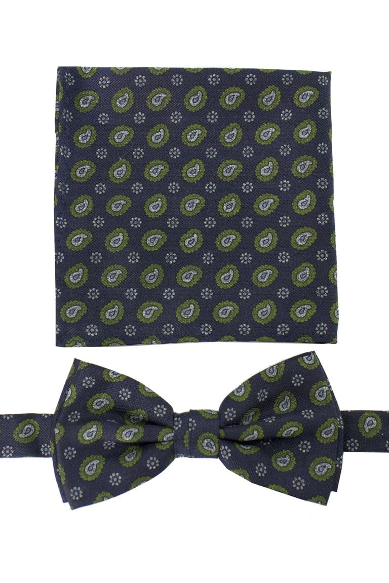 Papillon uomo fantasia goccia  effetto lana compreso di pochette abbinata c
