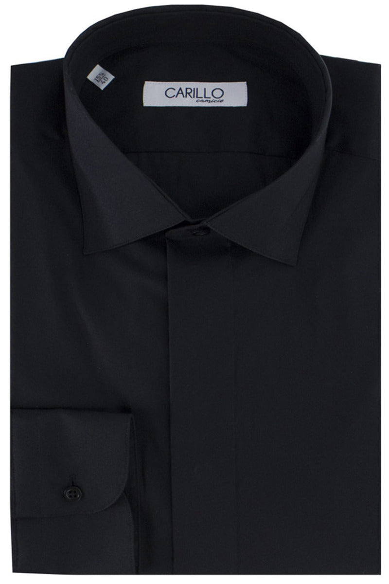 Camicia uomo sartoriale collo italiano effetto lucido bottoni a scomparsa
