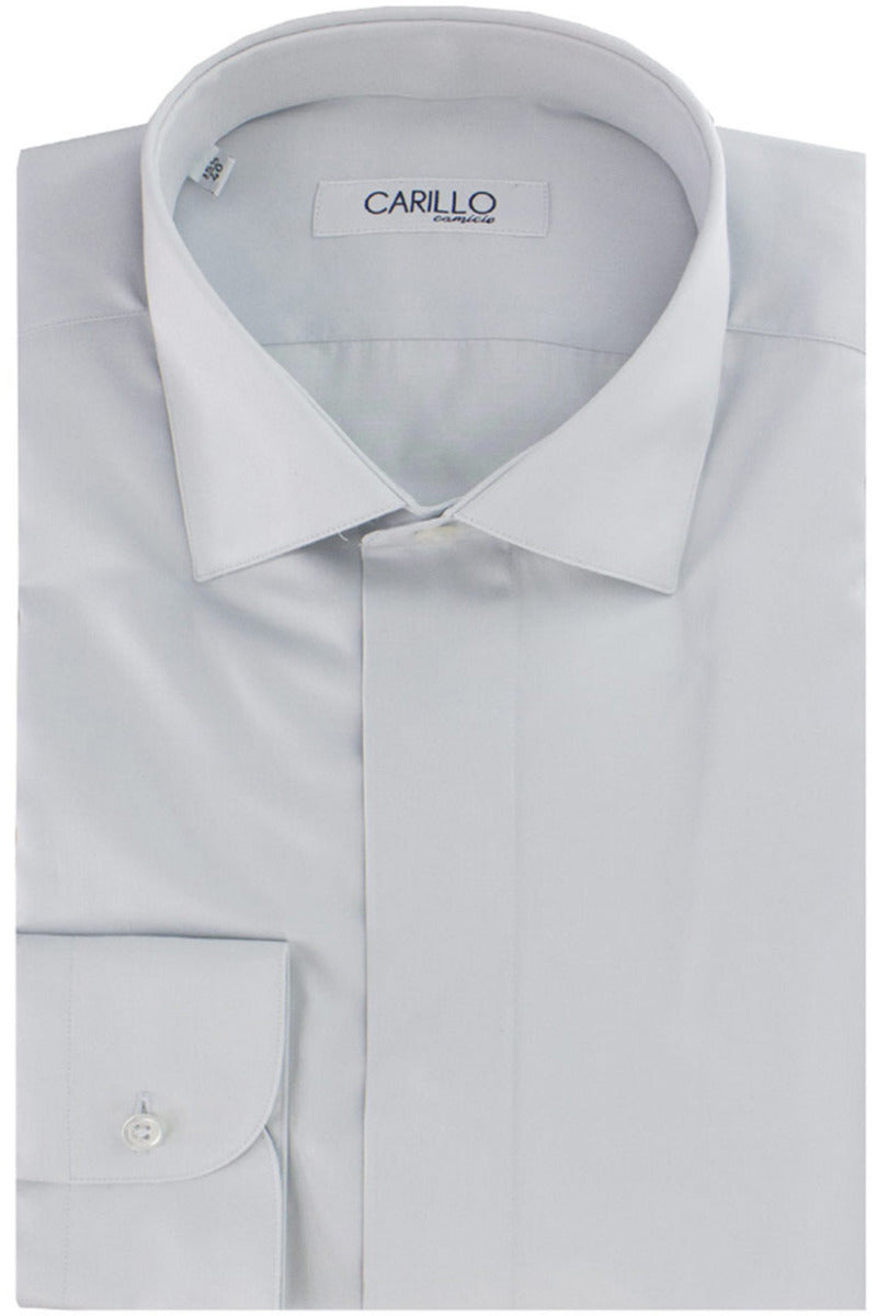 Camicia uomo sartoriale collo italiano effetto lucido bottoni a scomparsa
