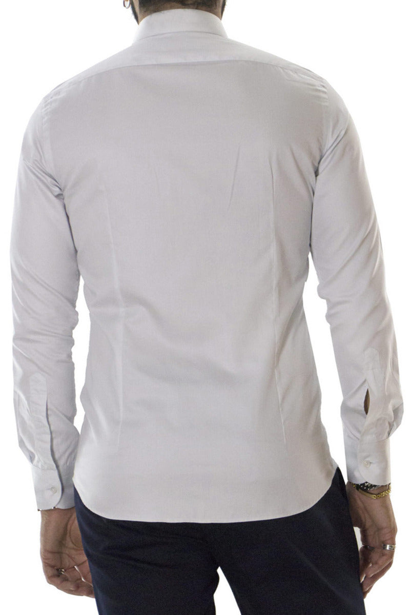 Camicia uomo sartoriale collo italiano effetto lucido bottoni a scomparsa