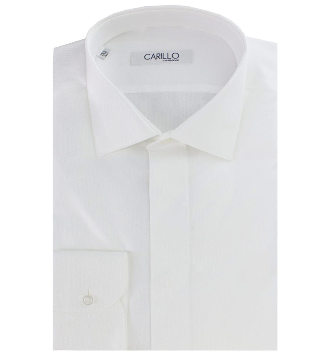 Camicia uomo sartoriale collo italiano ricamo semi lucido bottoni a scomparsa