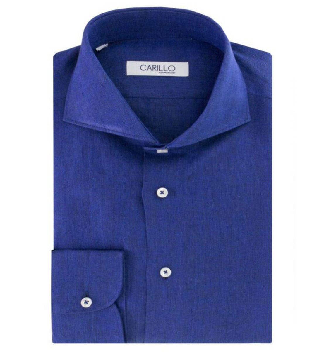 Camicia uomo regular fit in puro lino tinta unita collo francese