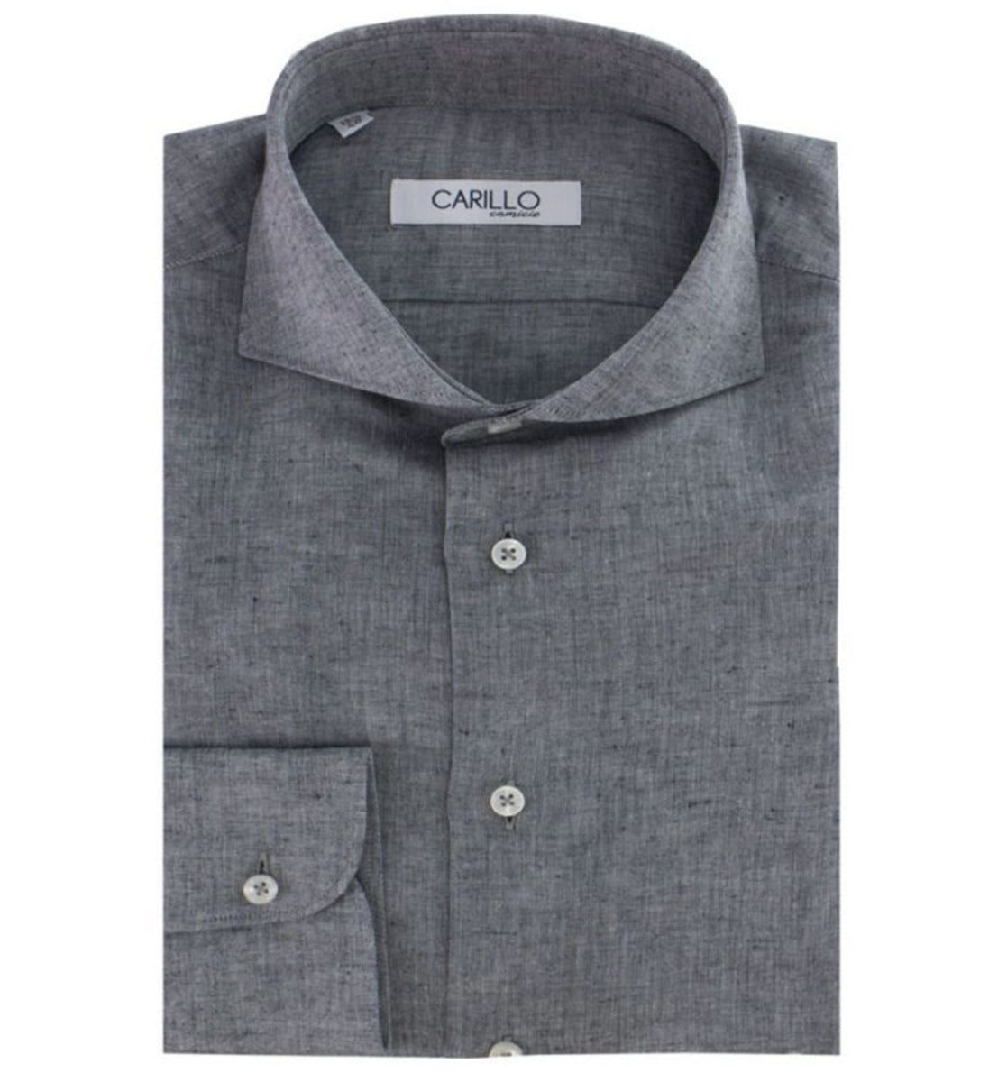 Camicia uomo regular fit in lino e cotone tinta unita  collo francese