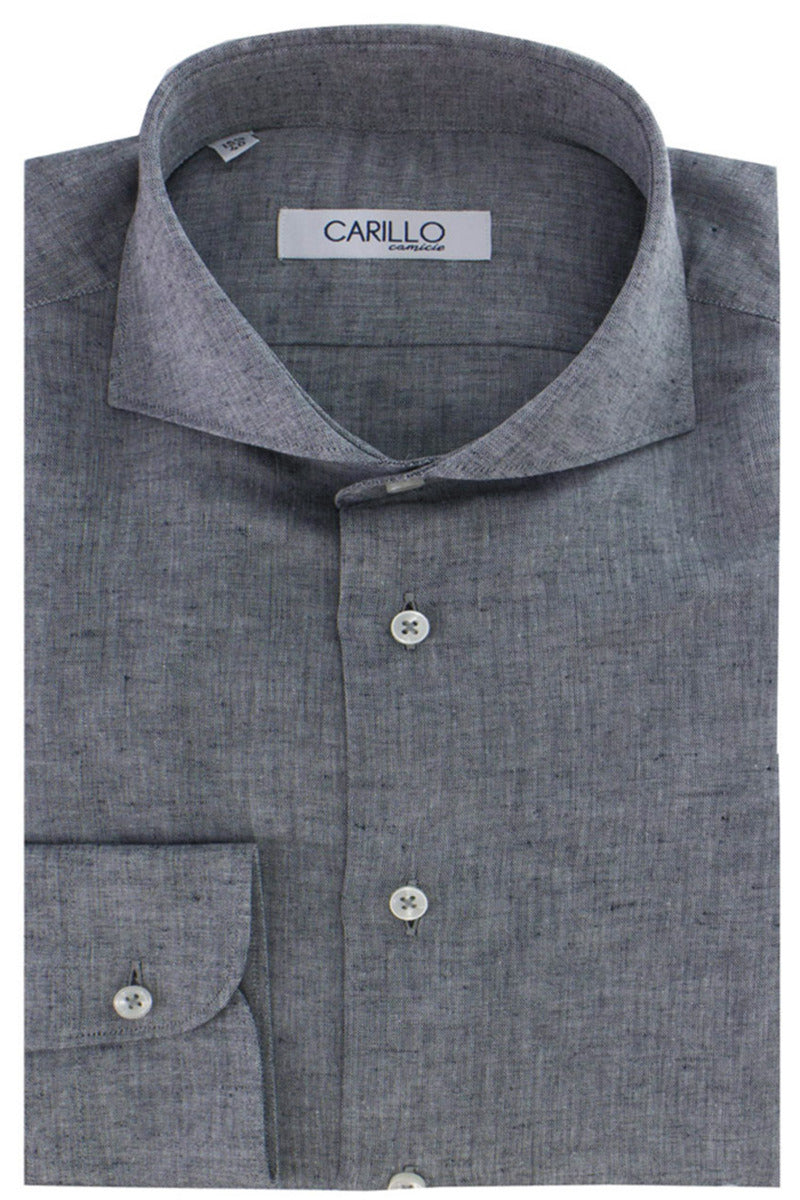 Camicia Uomo in Lino e cotone  Slim collo francese