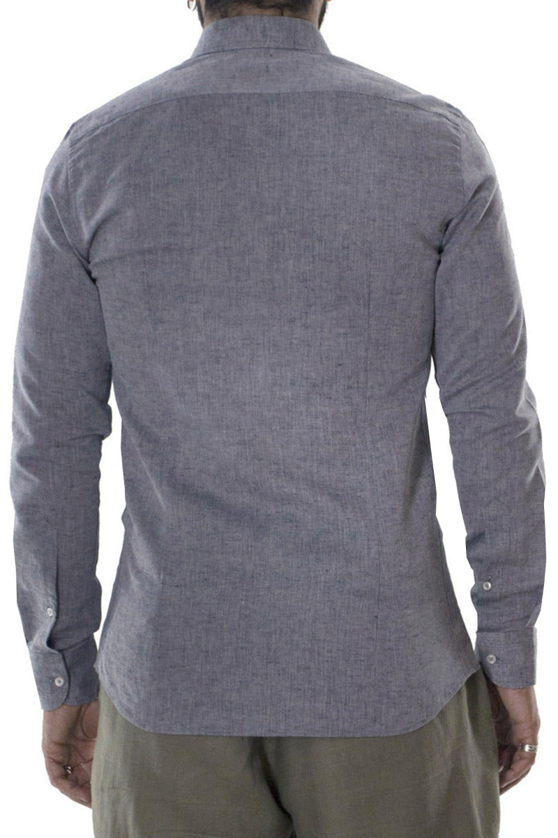 Camicia Uomo in Lino e cotone  Slim collo francese