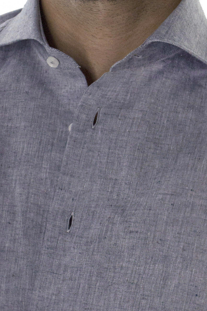 Camicia Uomo in Lino e cotone  Slim collo francese