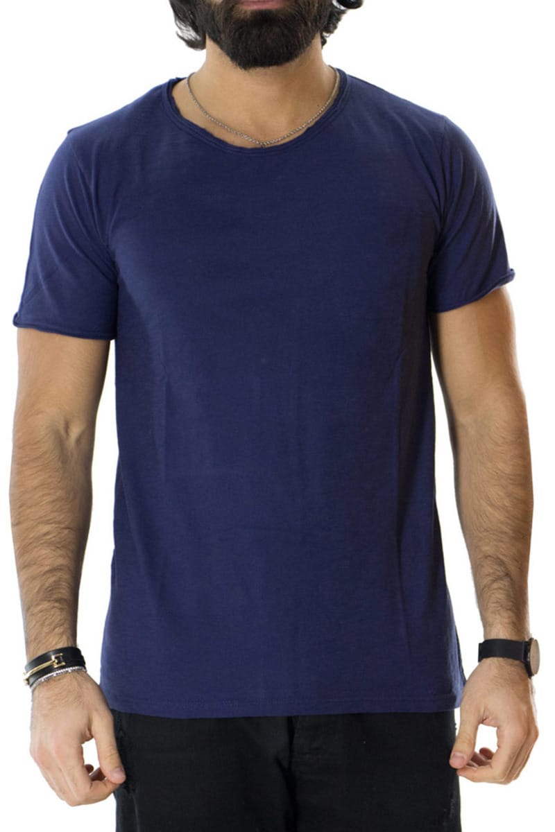 T-shirt uomo in cotone tinta unita regular fit elasticizzata girocollo taglio vivo
