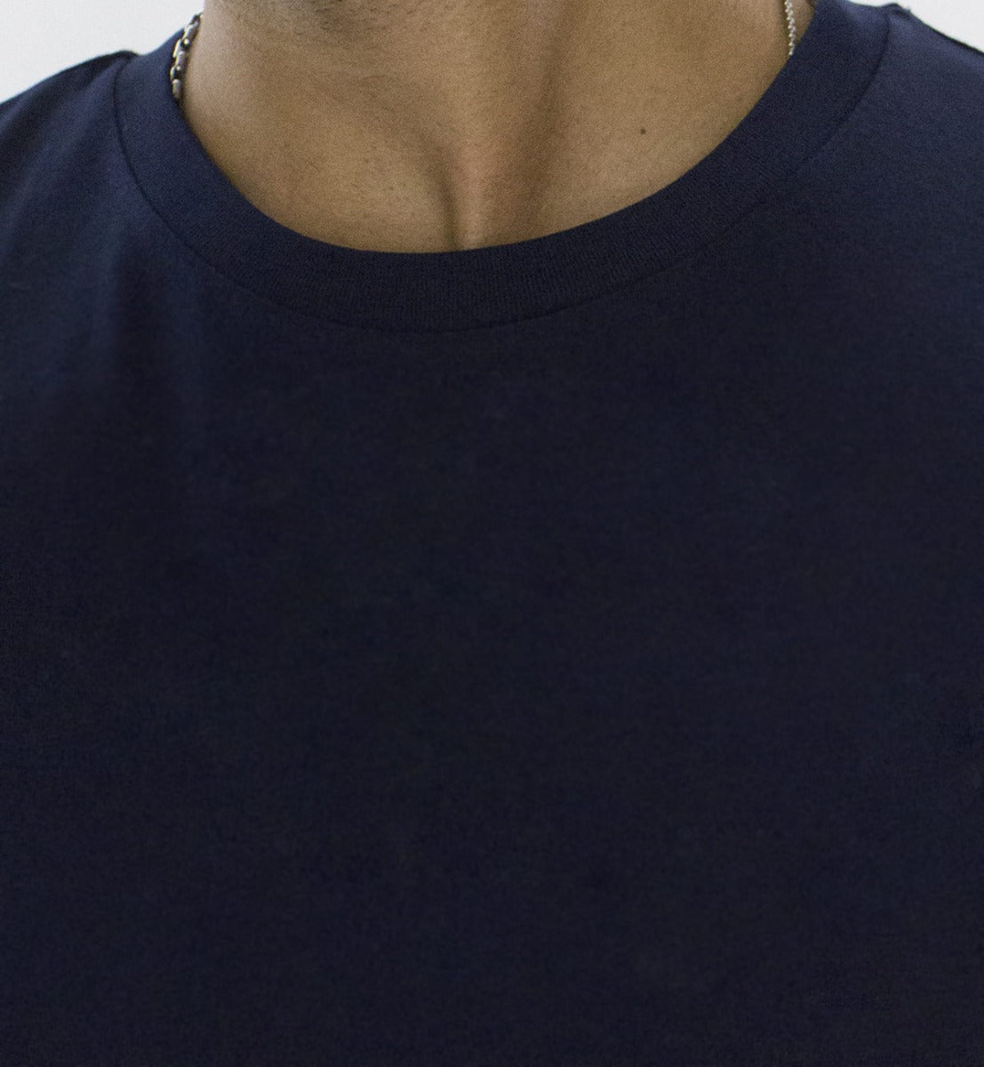 T-shirt da uomo blu in cotone organico tinta unita regular fit elasticizzata girocollo