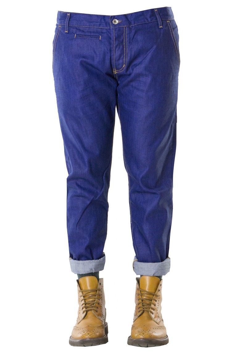 Jeans da uomo in cotone modello 5 tasche bluette regular fit