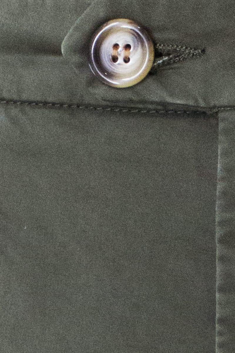 Pantaloni di cotone uomo verde militare invernali elasticizzati tasca america slim fit made in Italy