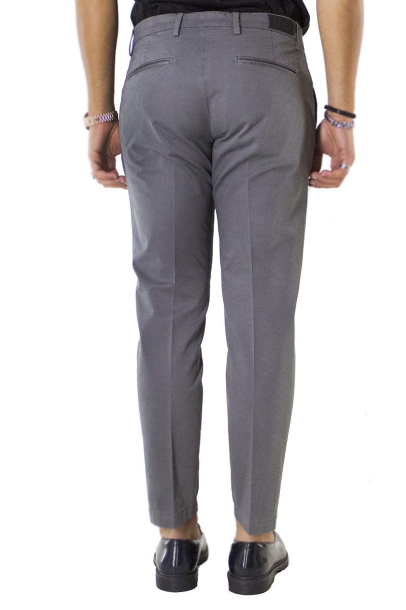 Pantaloni uomo cotone grigio piombo invernali elasticizzati tasca america slim fit made in Italy
