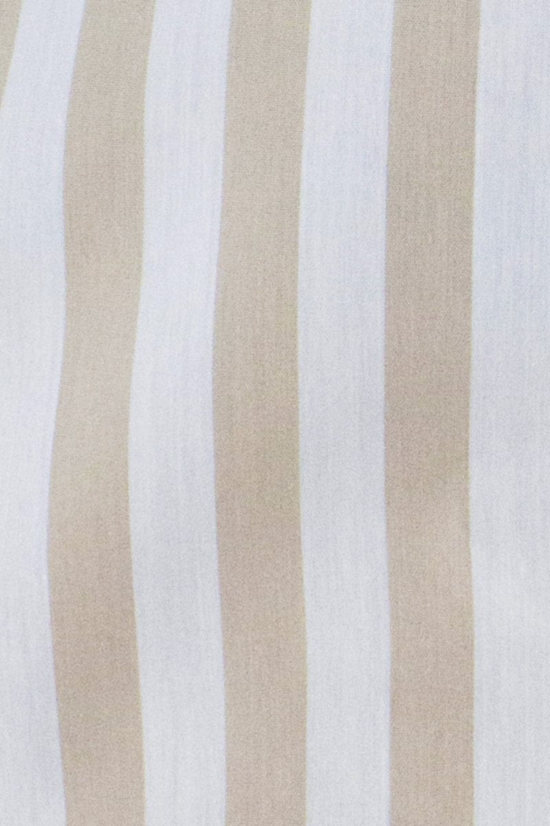 Camicia Uomo Righe Larghe Beige Slim fit Elasticizzata Collo semi francese Made In Italy