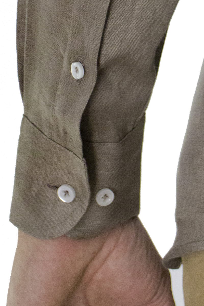 Camicia uomo Fango in lino 100% collo coreano tinta unita vestibilita comoda