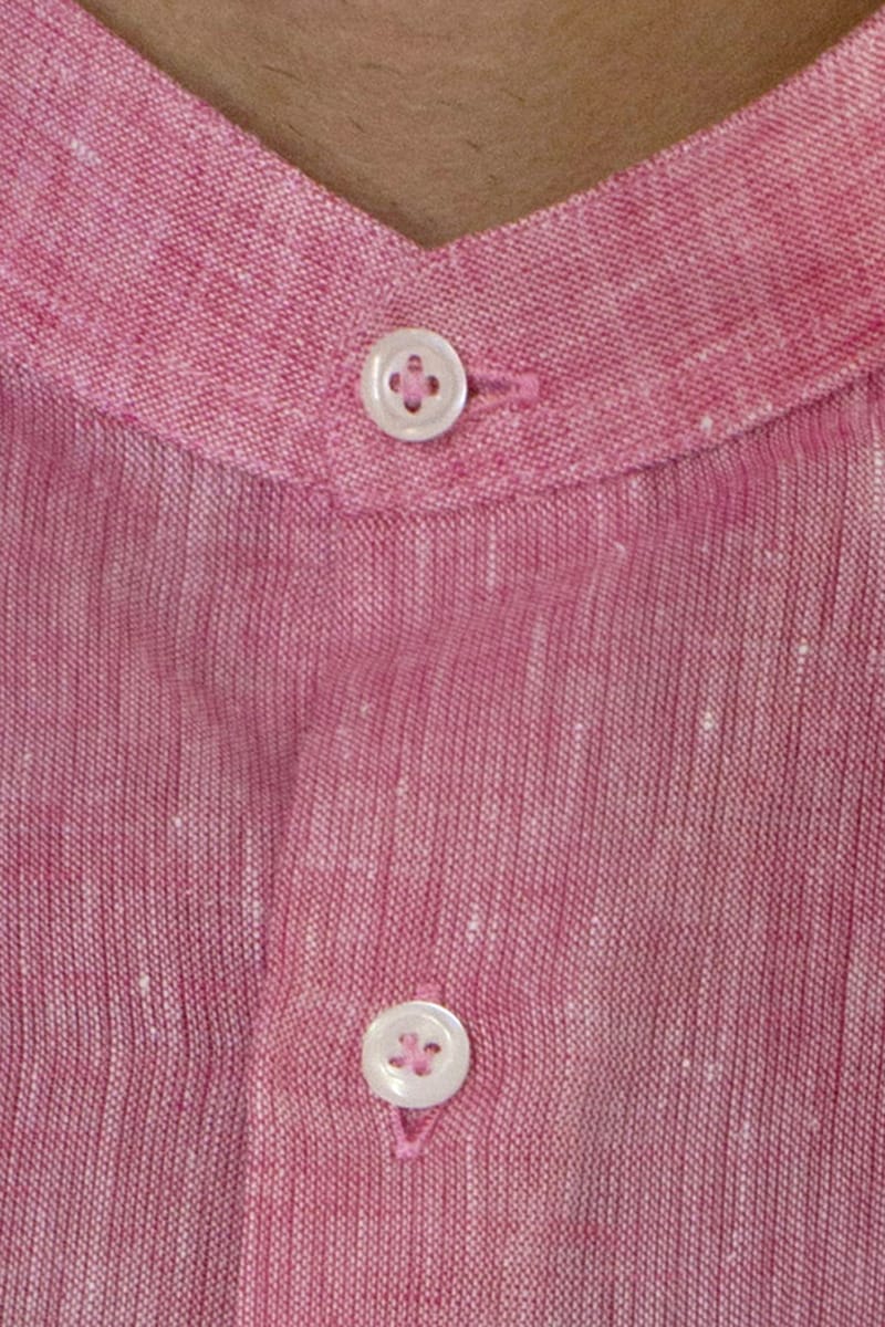 Camicia uomo Fragola in lino 100% collo coreano tinta unita vestibilita comoda.