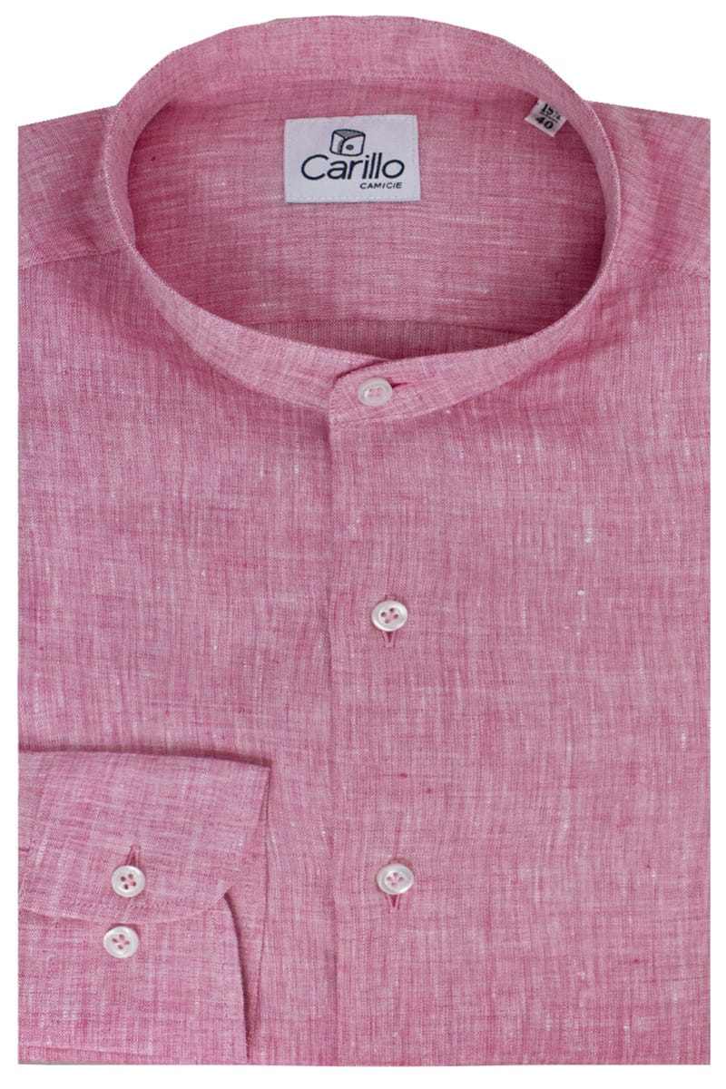 Camicia uomo Fragola in lino 100% collo coreano tinta unita vestibilita comoda.