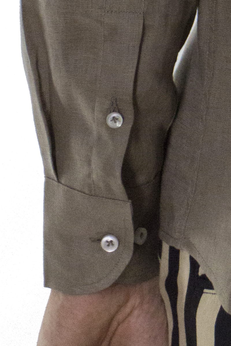 Camicia uomo Fango in lino 100% collo semi francese tinta unita vestibilita comoda