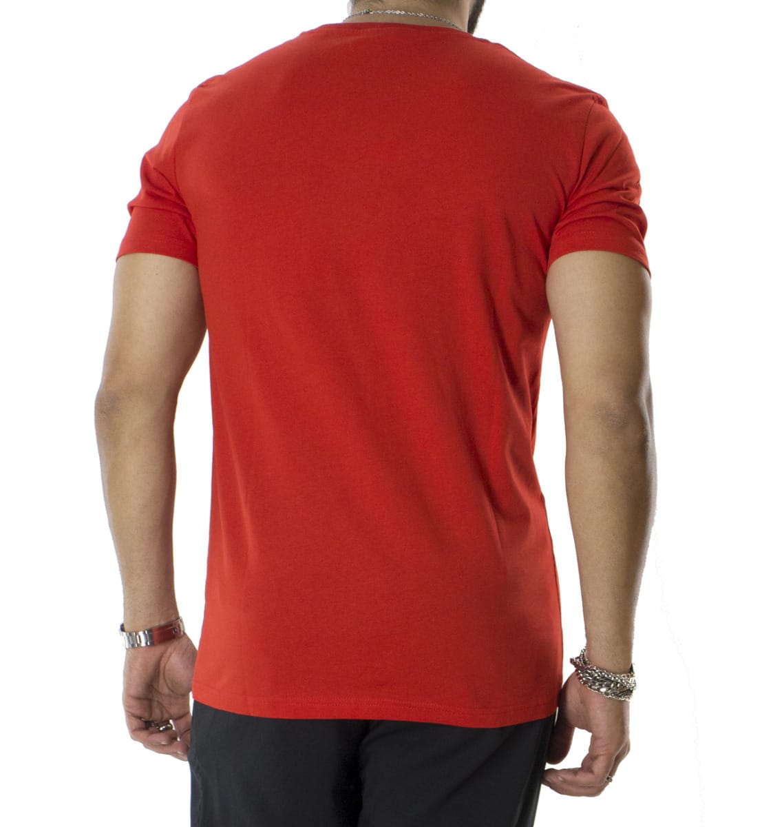 T-shirt da uomo Rosso in cotone organico tinta unita regular fit elasticizzata girocollo
