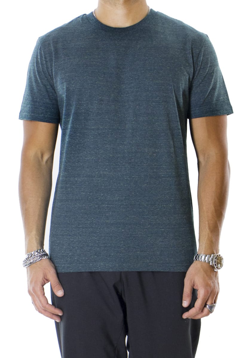 T-shirt da uomo Verde Foresta in cotone organico tinta unita regular fit elasticizzata girocollo