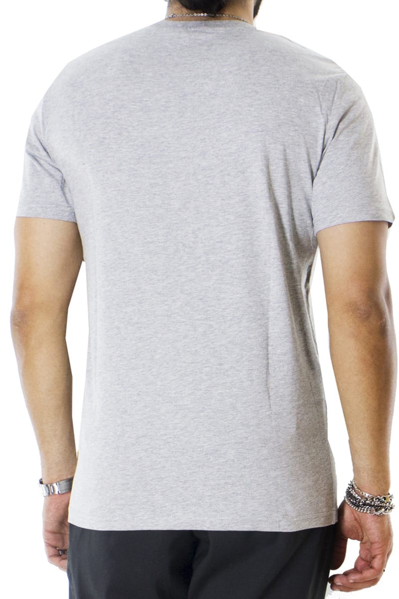 T-shirt da uomo Grigio chiaro in cotone fiammato tinta unita regular fit elasticizzata girocollo