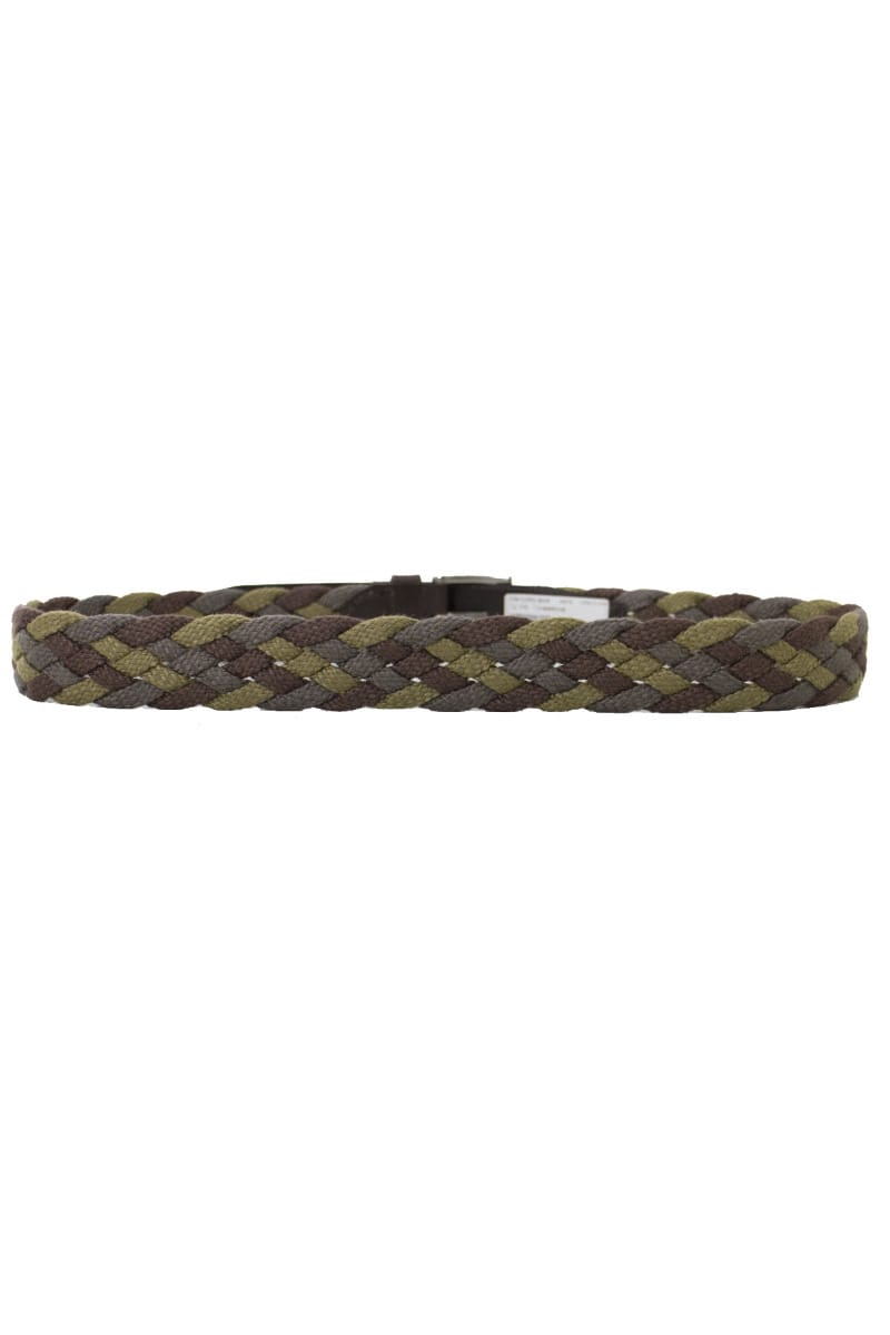 Cintura uomo in corda intrecciata marrone grigia e beige con inserti in pelle