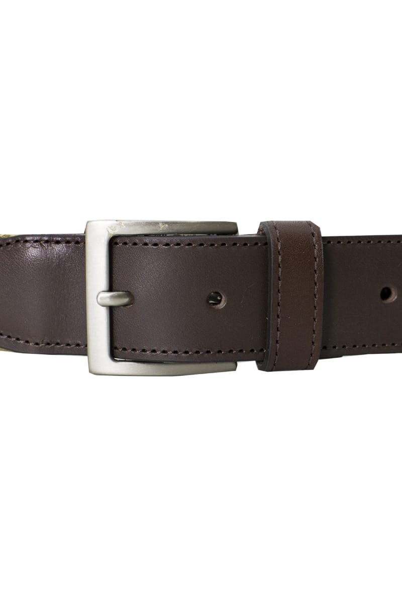 Cintura uomo in corda intrecciata marrone grigia e beige con inserti in pelle