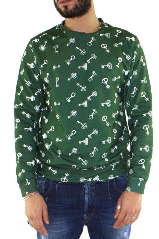 Felpa da uomo invernale casual modello girocollo regular fit fantasia chiavi