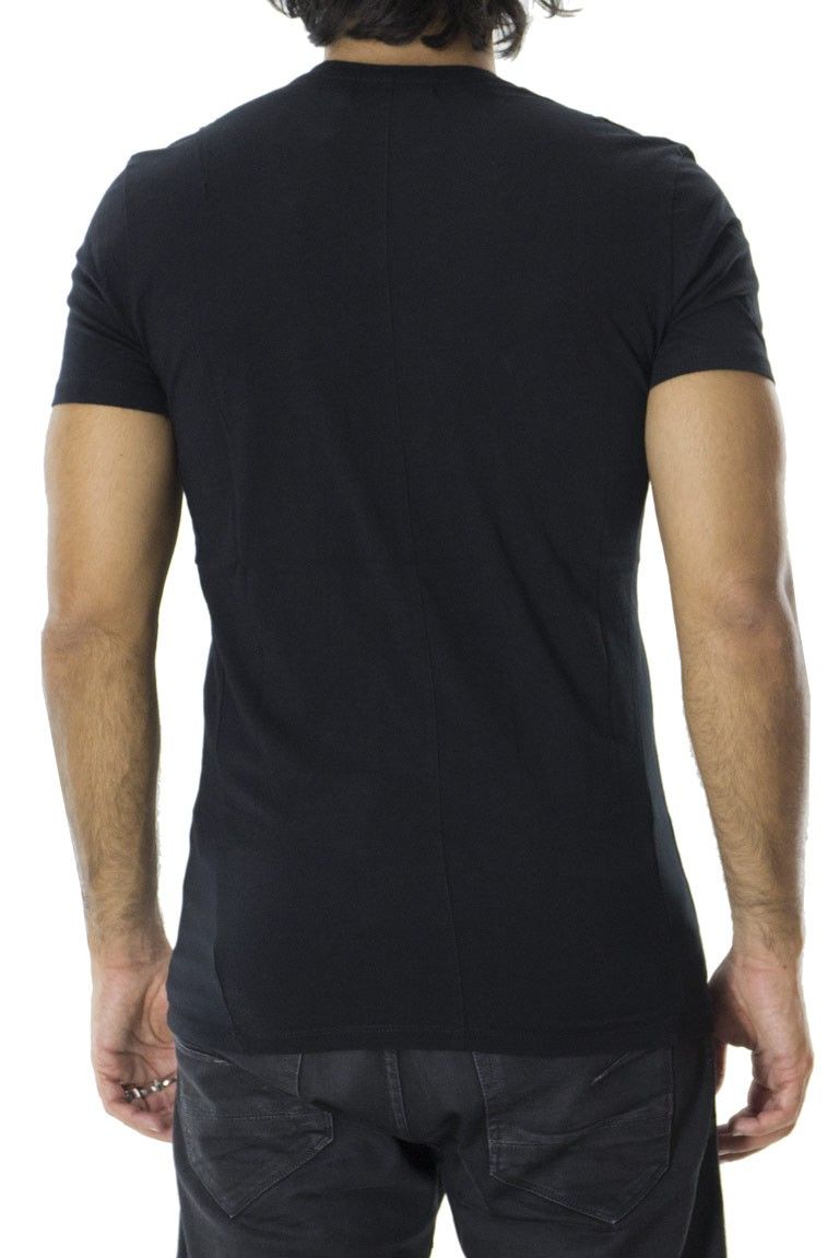 T-shirt uomo stampa teschio con ali modello girocollo regular cotone elastico