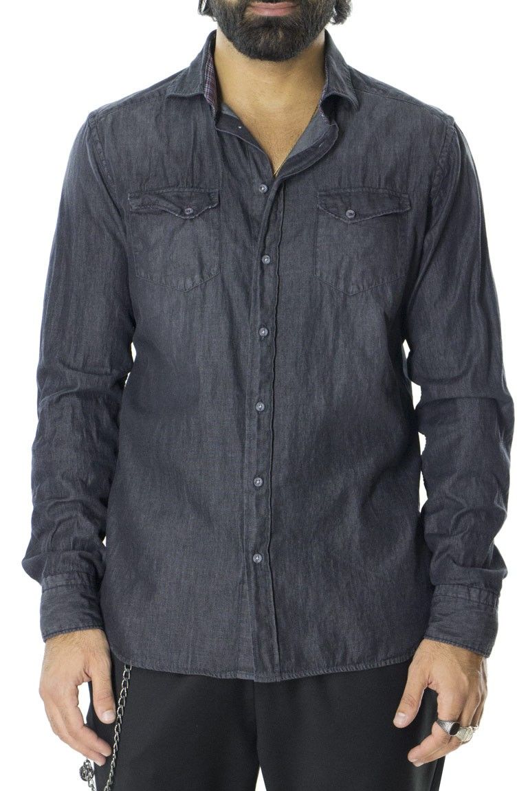 Camicia da uomo slim fit con taschini sul davanti in cotone