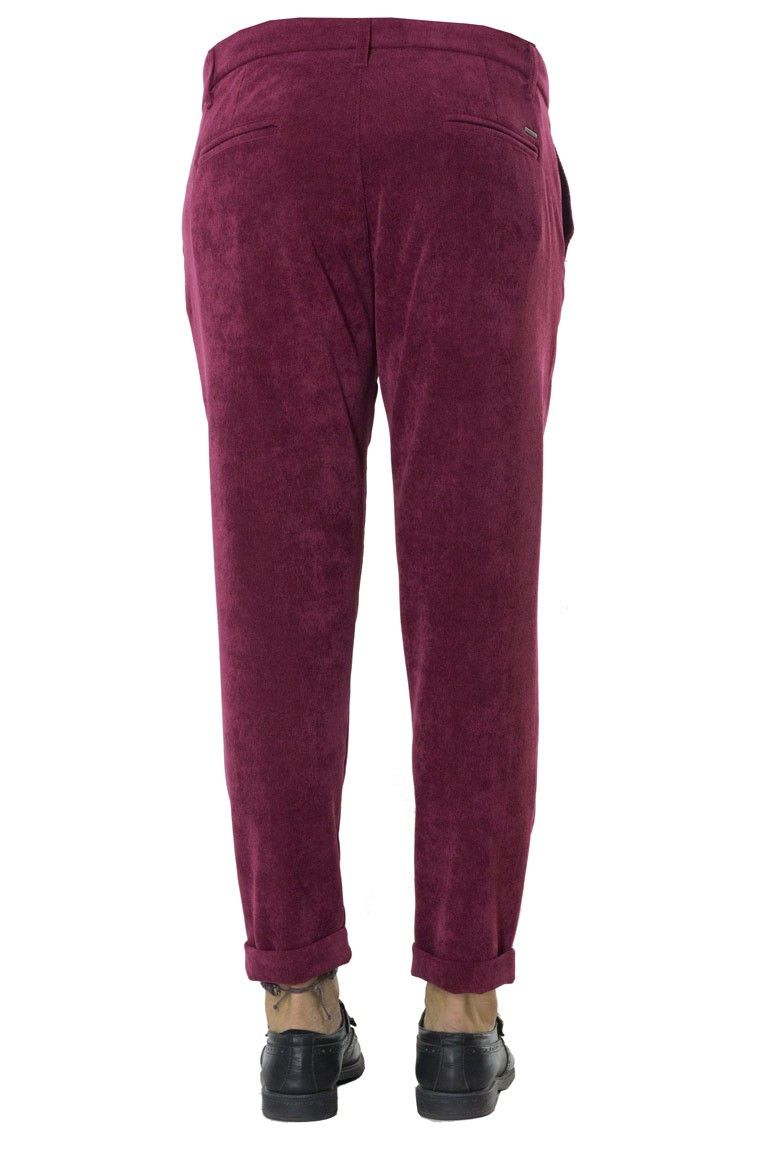 Pantalone uomo velluto a costine strette cavallo basso con risvolto