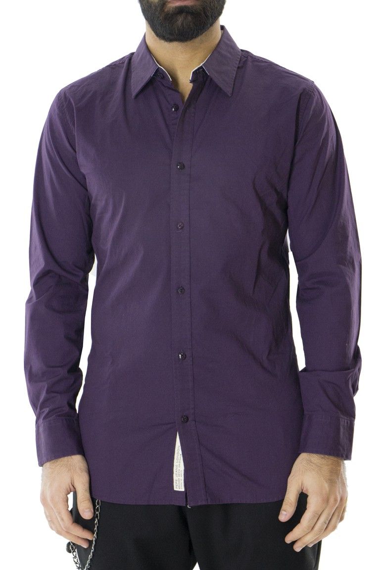Camicia uomo in cotone elasticizzato vestibilita slim fit con collo francese