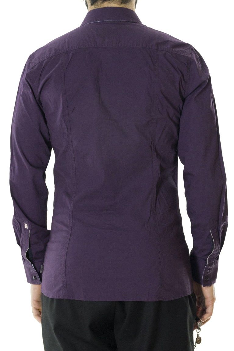 Camicia uomo in cotone elasticizzato vestibilita slim fit con collo francese