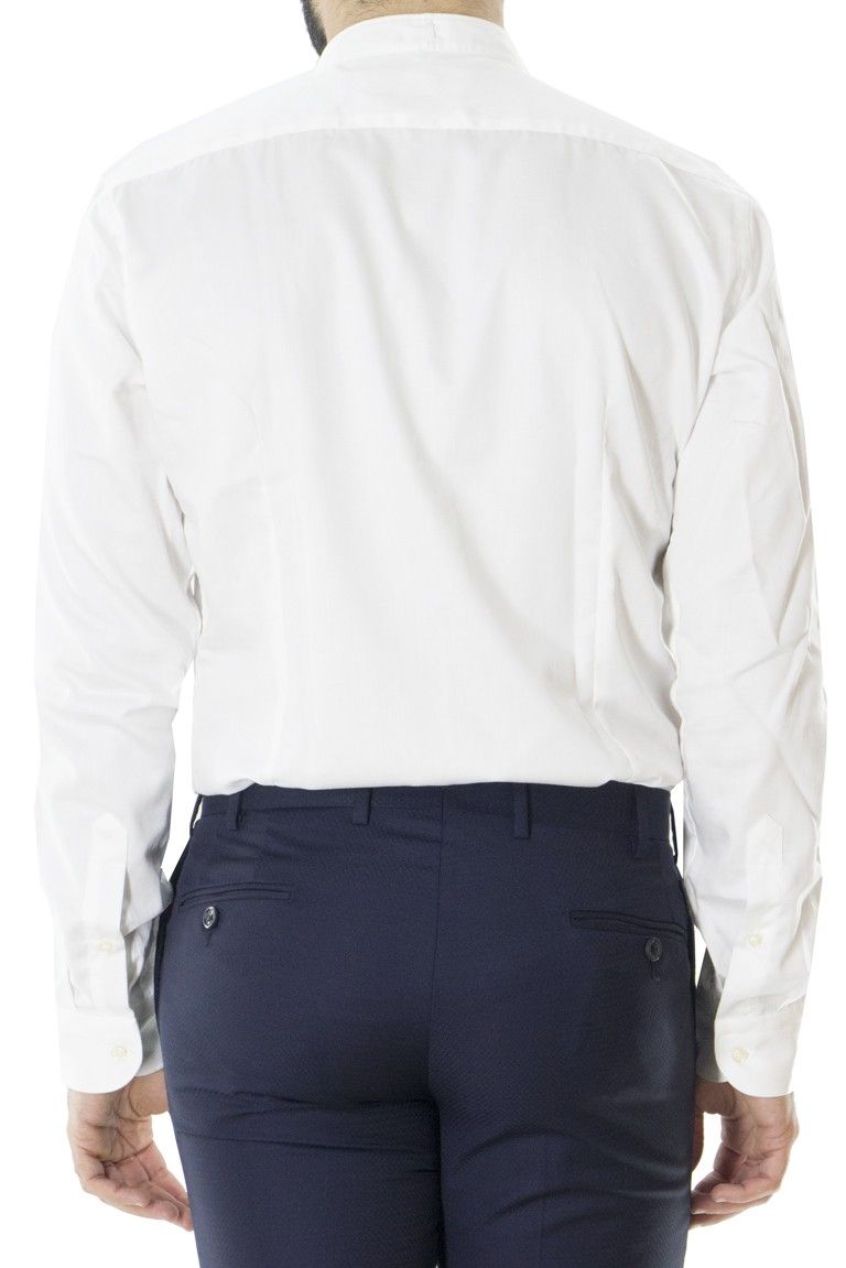 Camicia uomo bianca  cotone elasticizzato collo diplomatico slim fit