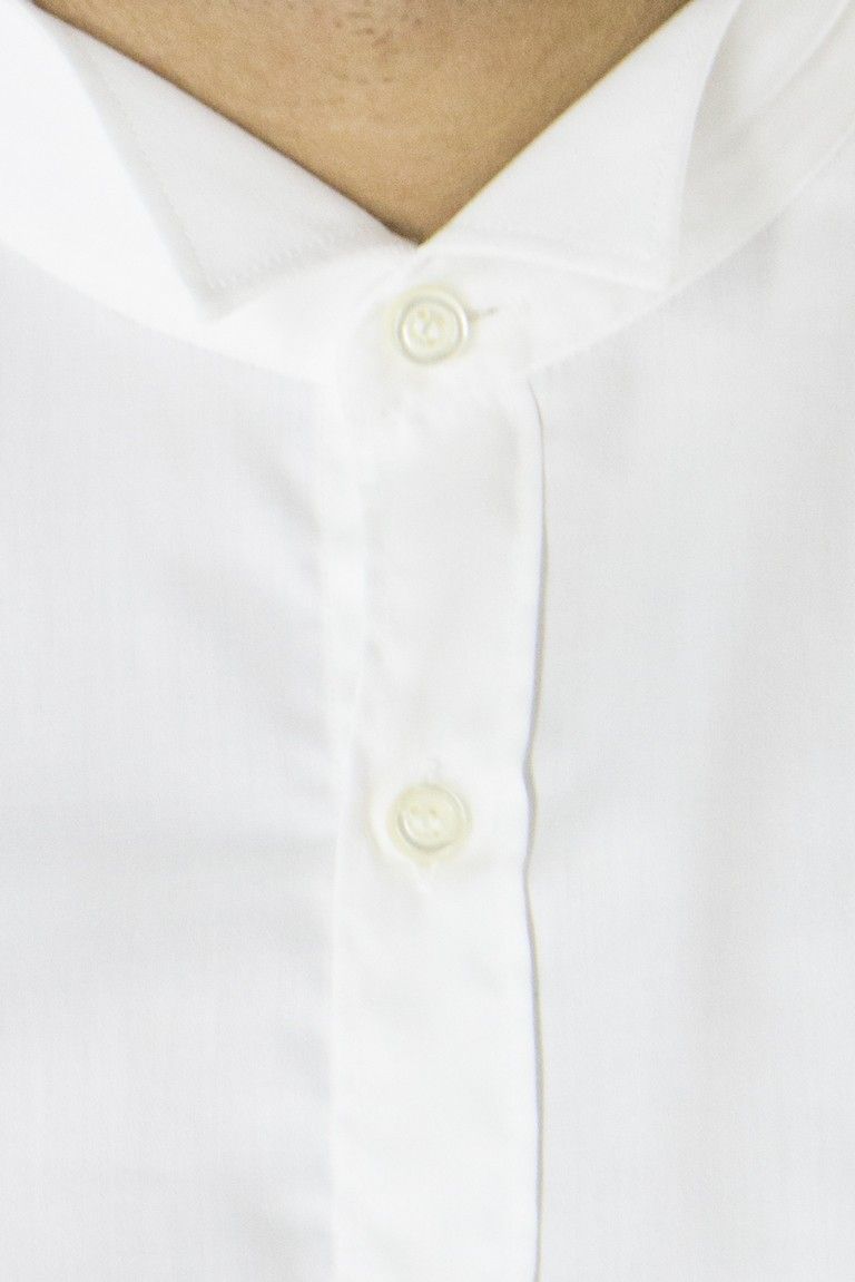 Camicia uomo bianca  cotone elasticizzato collo diplomatico slim fit