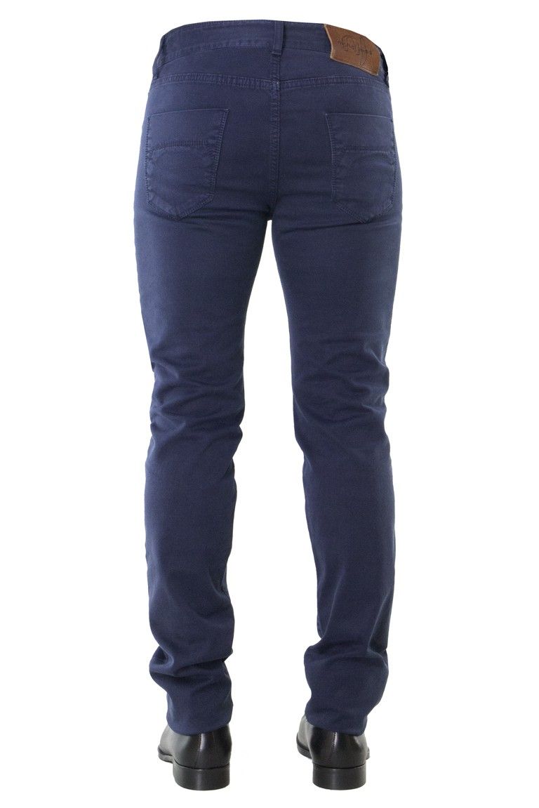 Pantalone uomo 5 tasche blu invernale chiusura bottoni