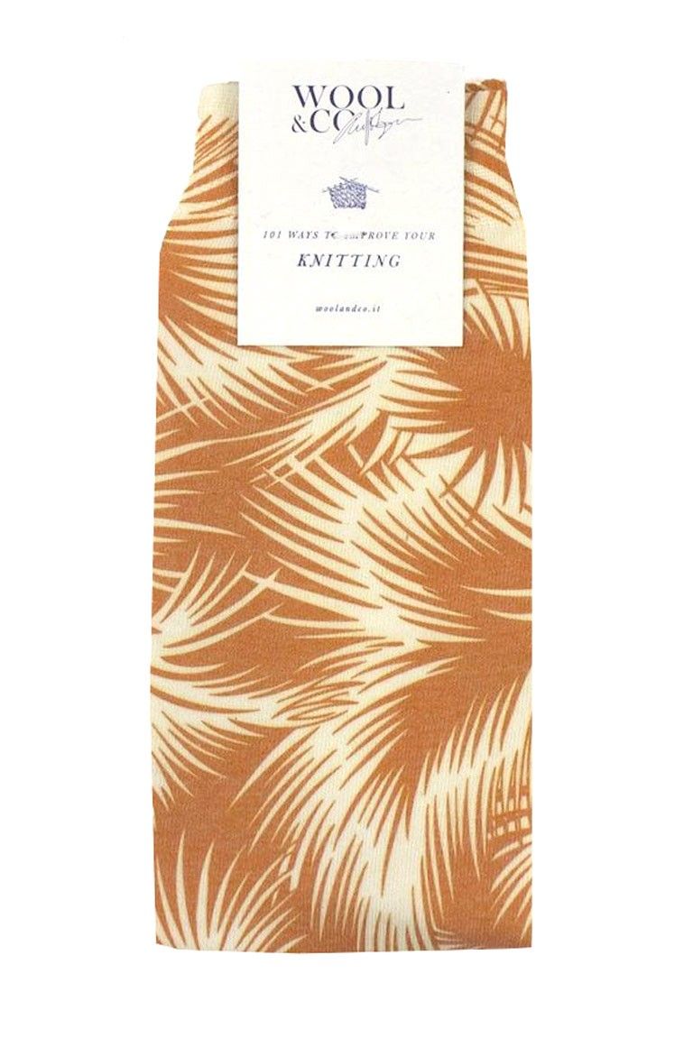 Calzini da uomo corti in cotone fantasia foglie bianco e arancio