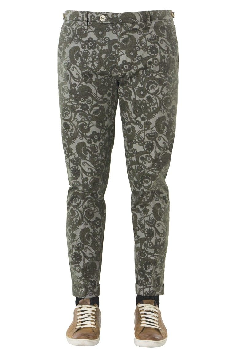 PANTALONE UOMO TASCA AMERICA IN COTONE FANTASIA VERDE