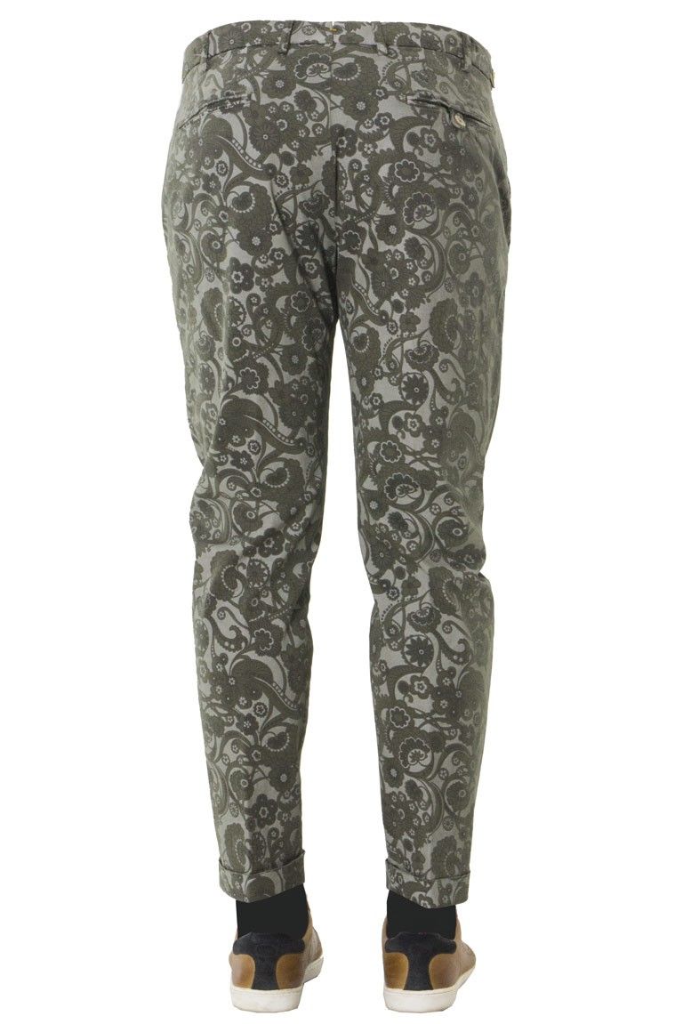 PANTALONE UOMO TASCA AMERICA IN COTONE FANTASIA VERDE
