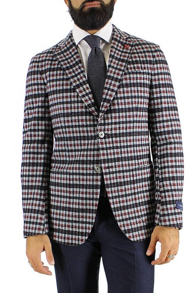 Giacca invernale da uomo monopetto fantasia quadri slim fit