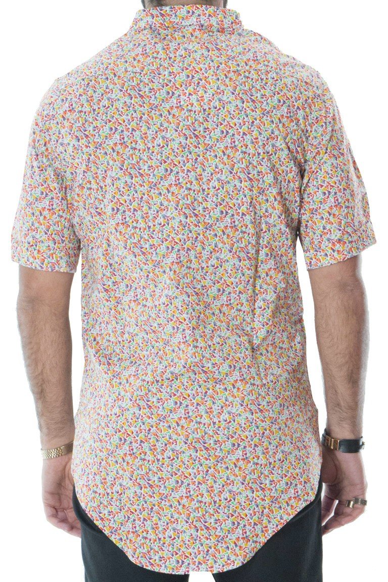 Camicia uomo cotone over mezze maniche fantasia