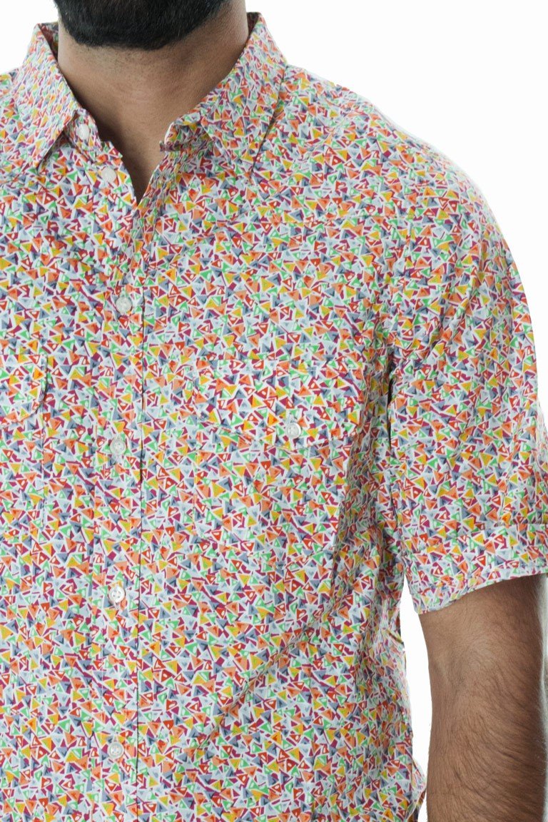 Camicia uomo cotone over mezze maniche fantasia