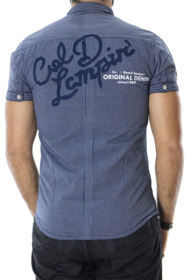 Camicia da uomo casual fantasia riga mezze maniche in cotone elasticizzato