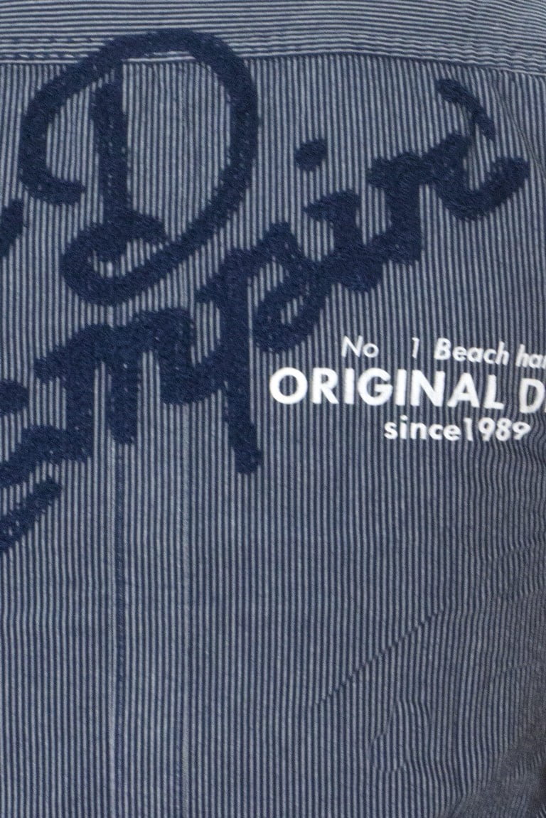 Camicia da uomo casual fantasia riga mezze maniche in cotone elasticizzato