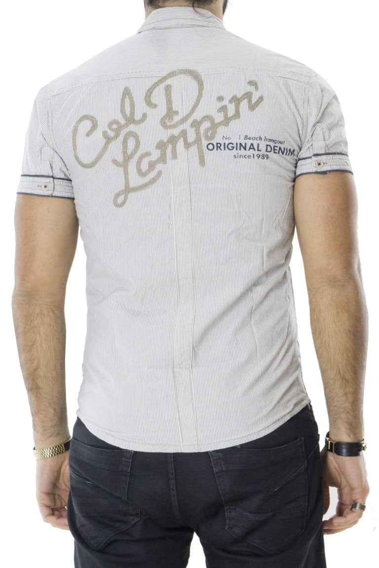 Camicia da uomo casual fantasia riga mezze maniche in cotone elasticizzato